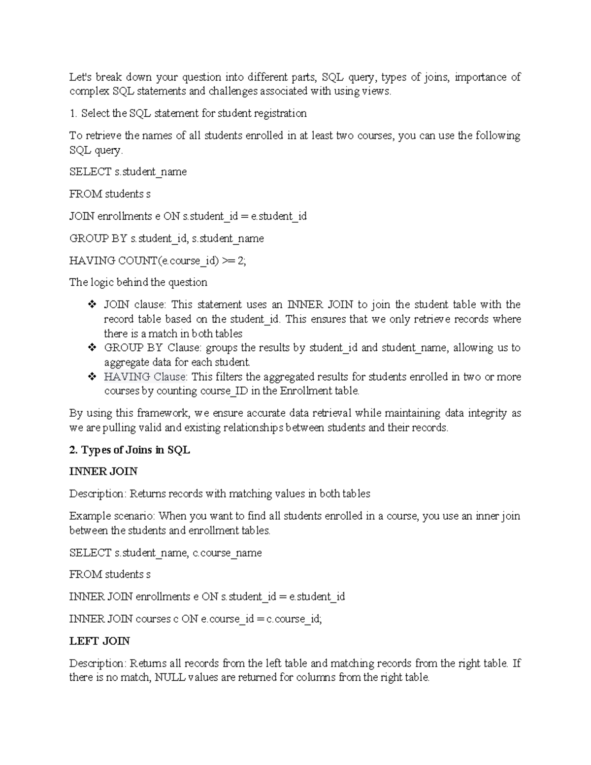 Discussion Unit 6 - Let's break down your question into different parts ...