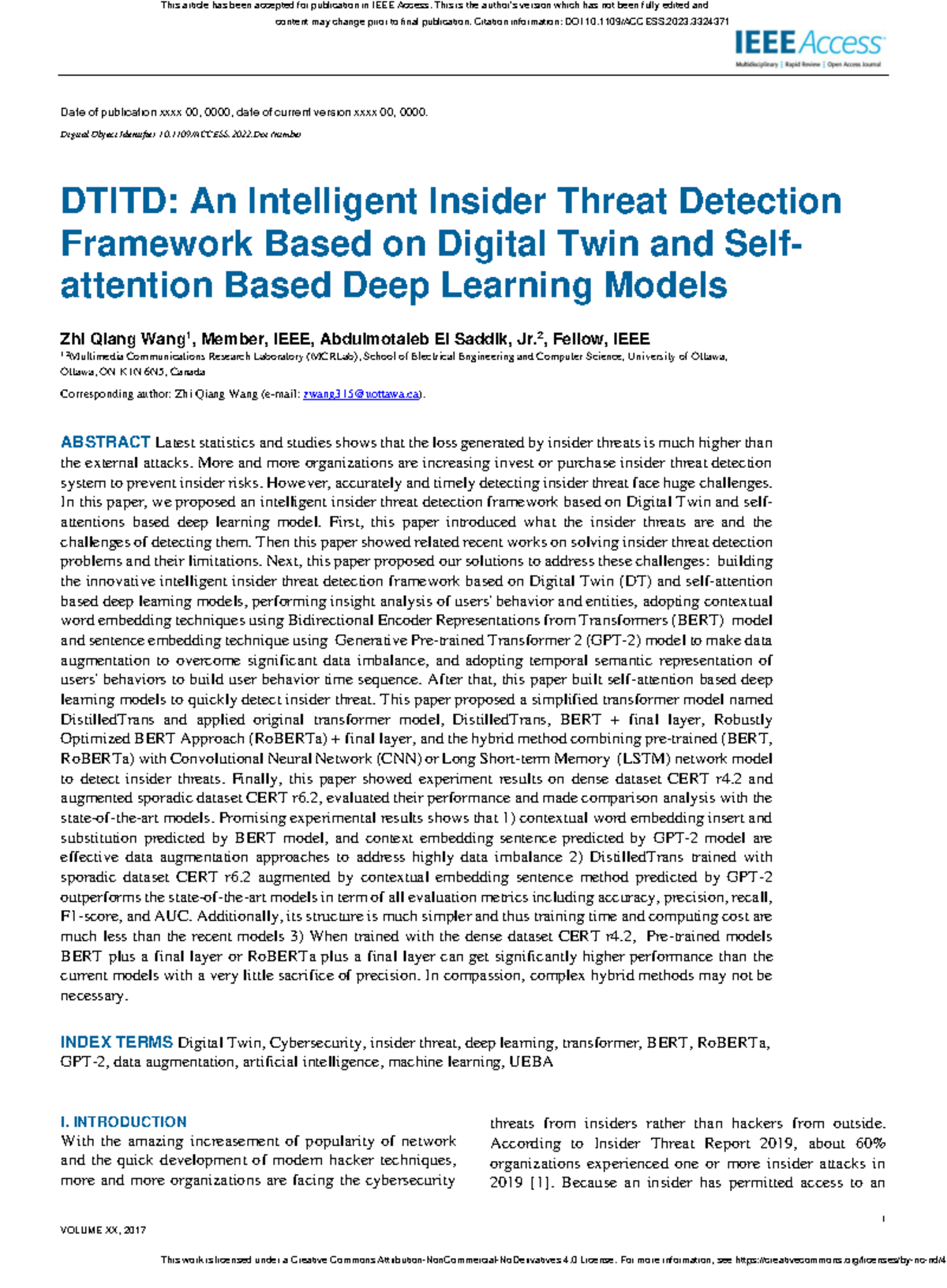 DTITD: Intelligent Insider Threat Detection Using Digital Twin & Deep ...