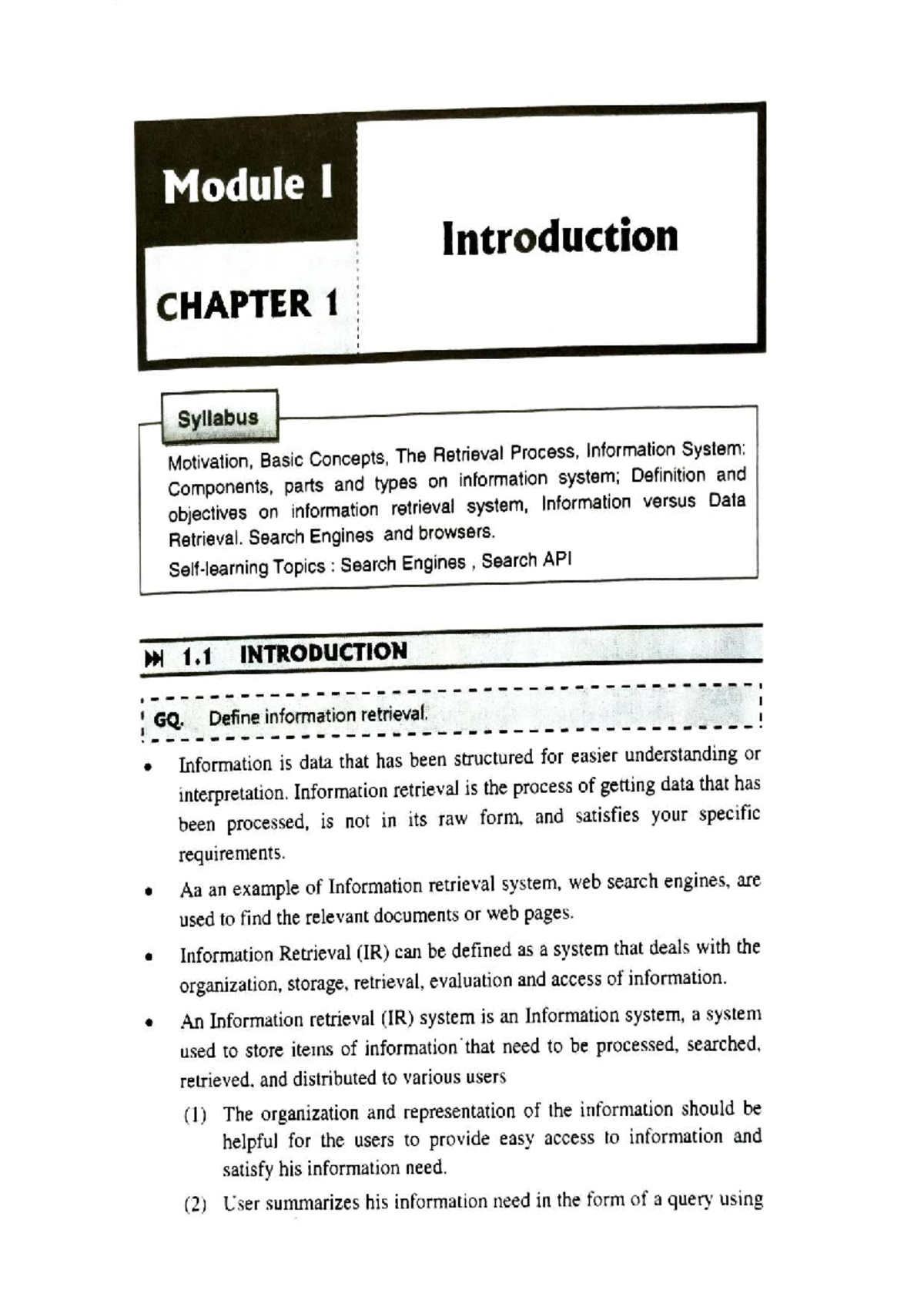 IRS Module 1: Introduction to Information Retrieval Systems - Studocu