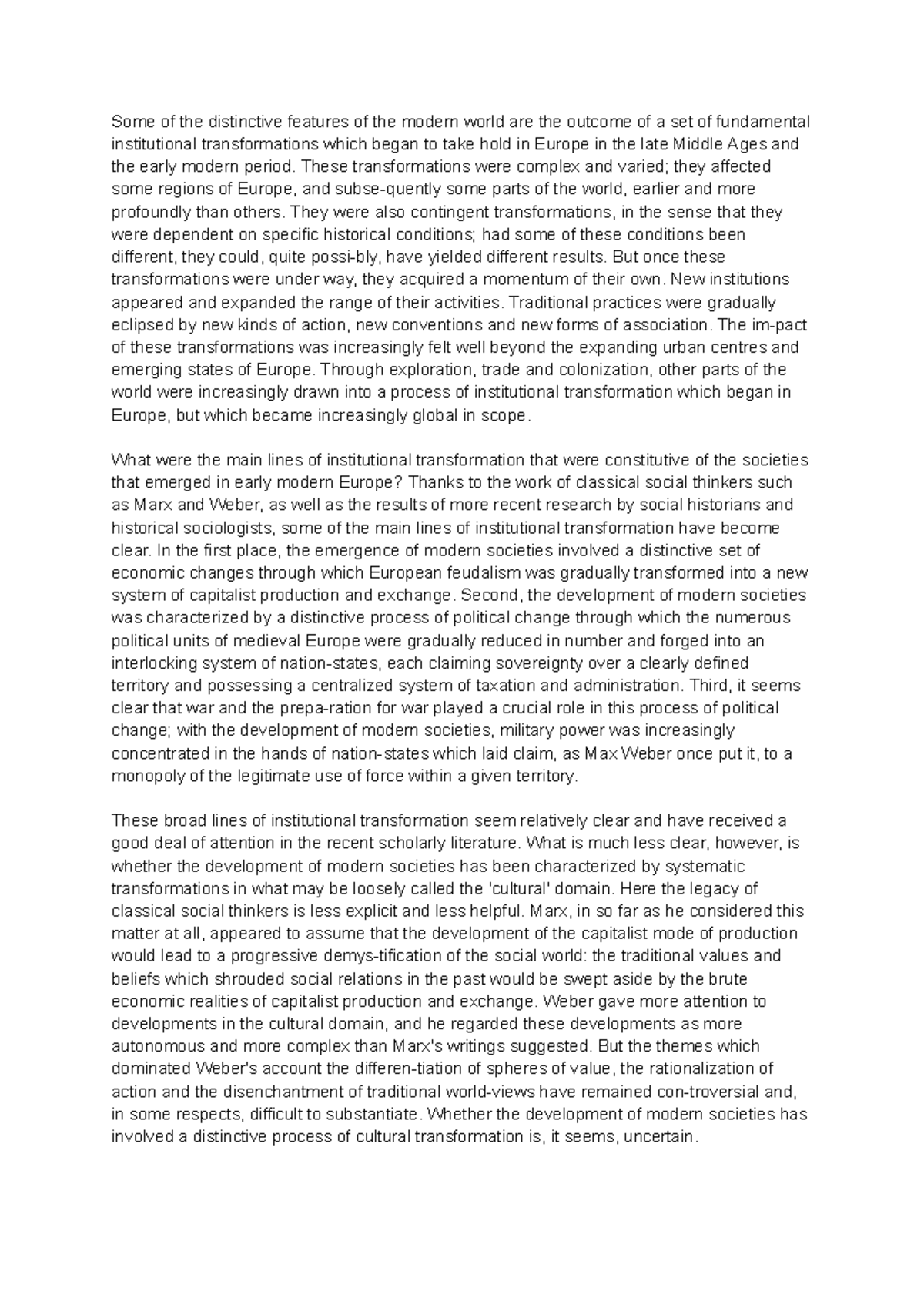 Institutional Transformations and Cultural Change in Early Modern ...