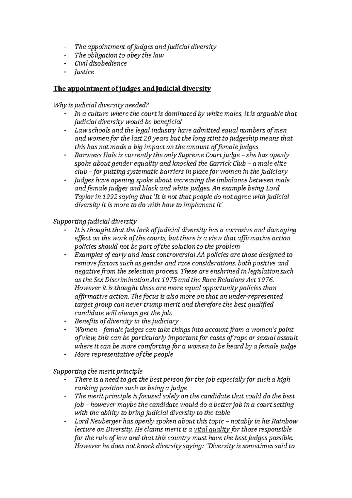 Legal Theory Notes 1 - Course summary covering case law and key ...