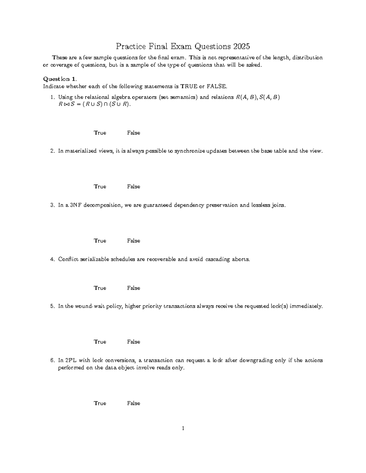 Practice Final Exam Questions for 2025 - Studocu