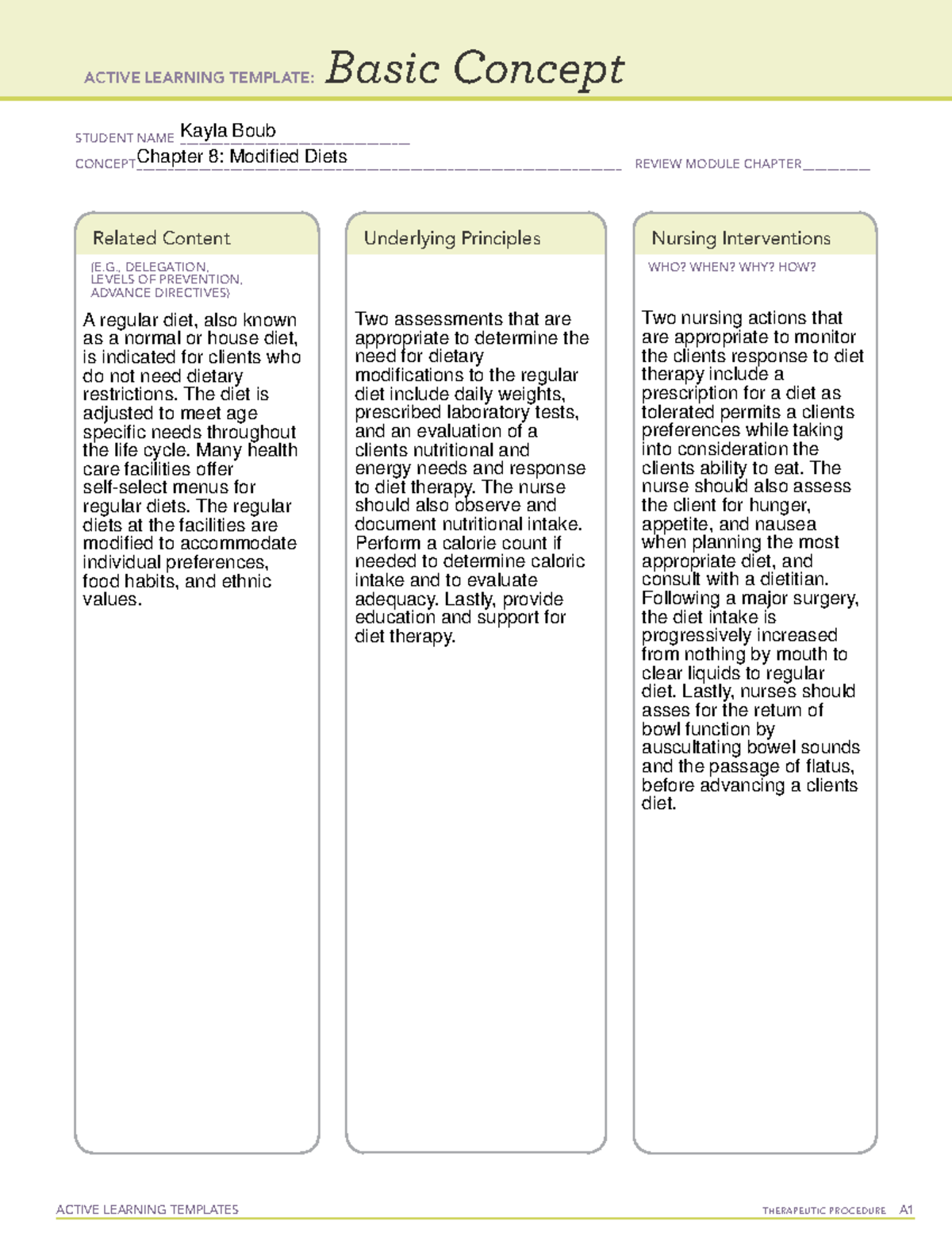 Active Learning Template: Therapeutic Procedures in Chapter 8 - Studocu
