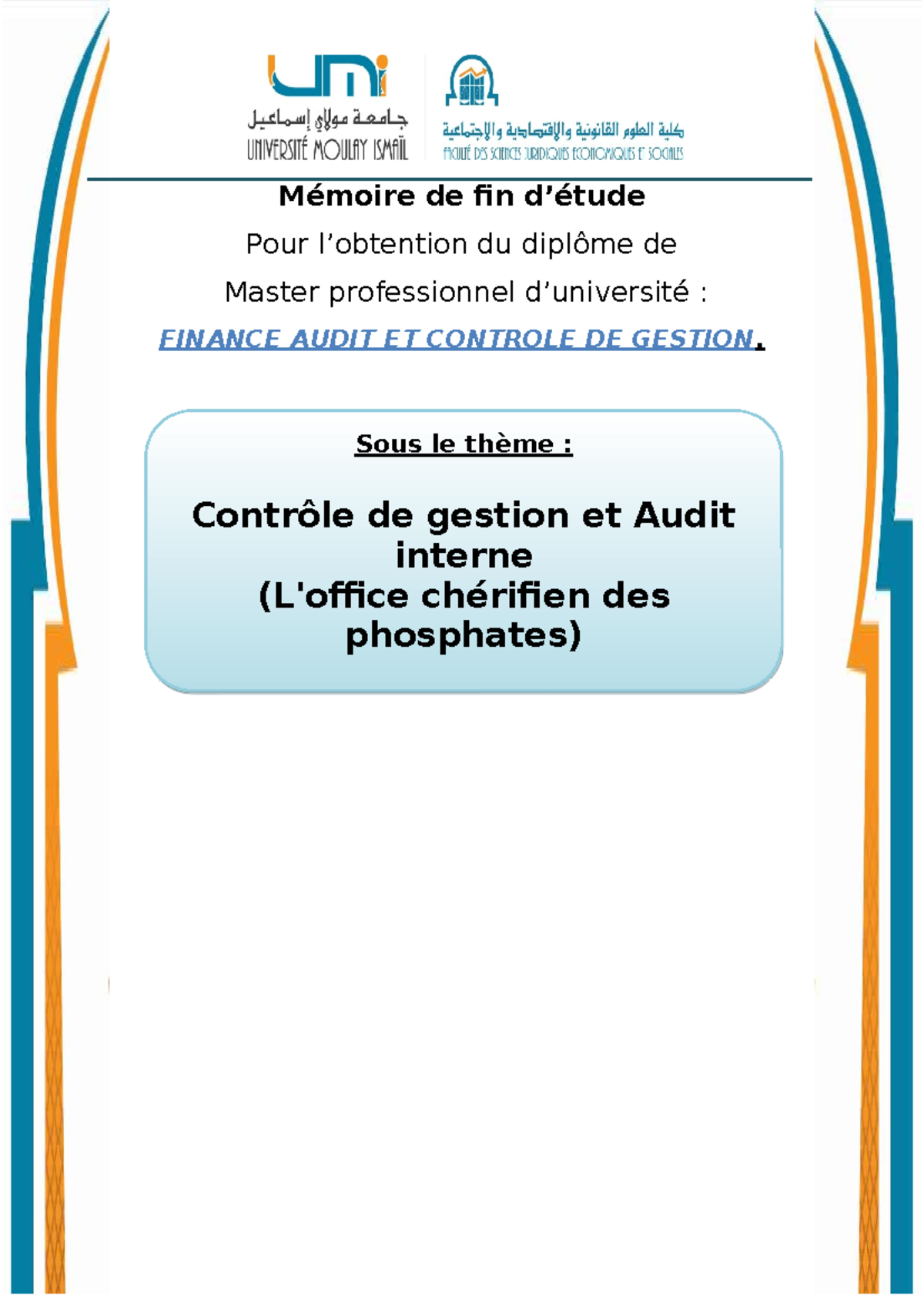 Page de garde master - je suis intéressée par votre projet - Document Preview