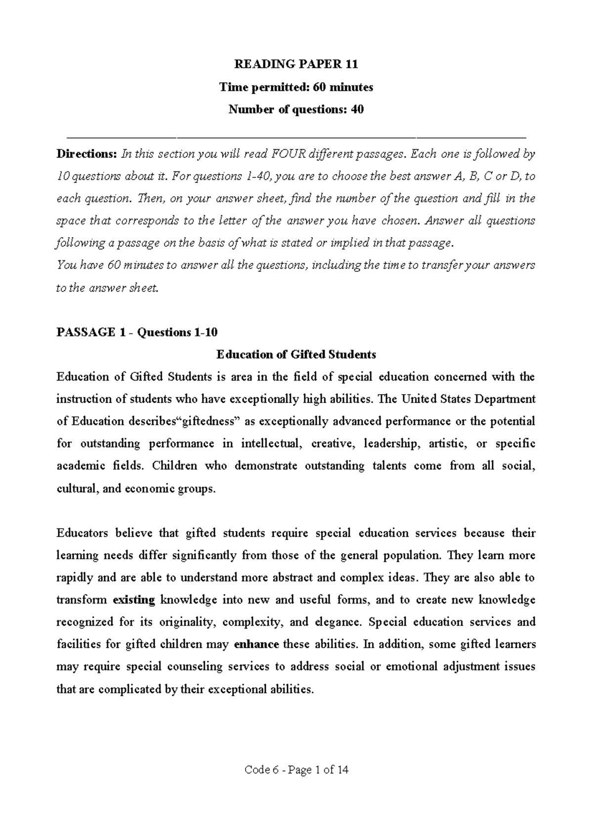 Vstep Reading Paper 11: Comprehension Practice and Answers - Studocu