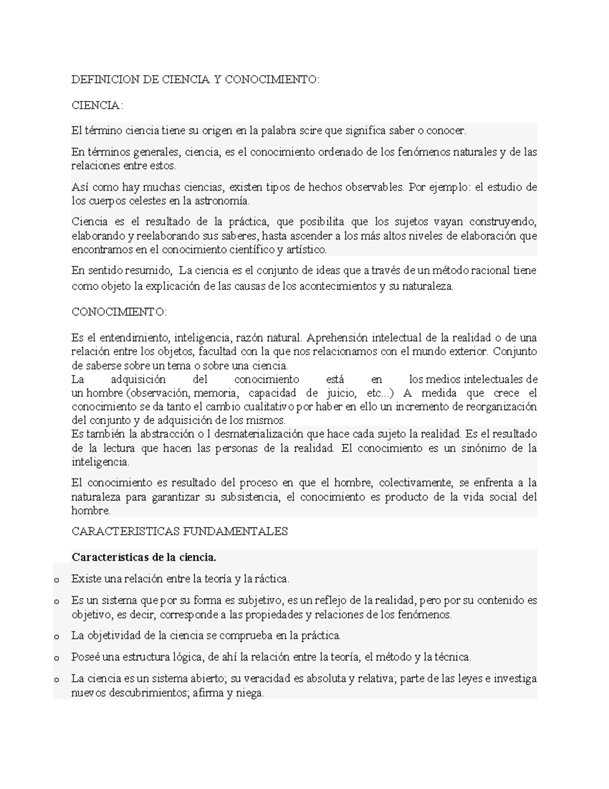 Definición de Ciencia y Conocimiento: Fundamentos y Clasificación - Studocu