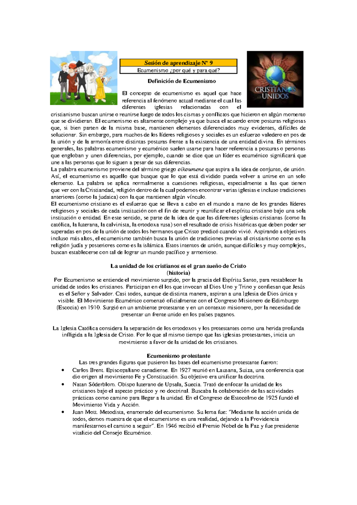 Ecumenismo: Unificación de la Cristiandad y sus Desafíos - Studocu