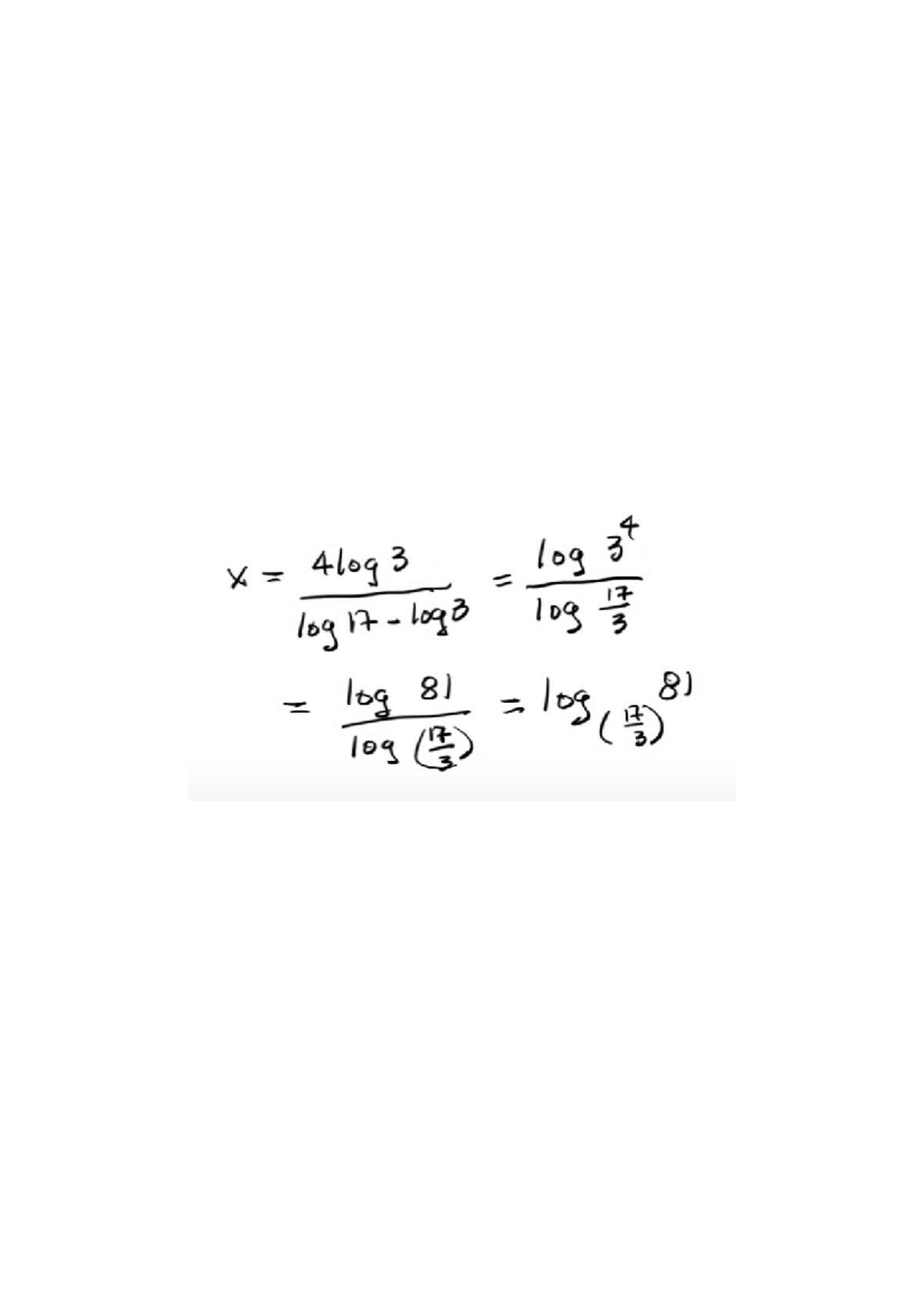 Math Log Practice - Math 1Ls3 - x = 4log3 = log 3 34 17 10917-1093 log ...