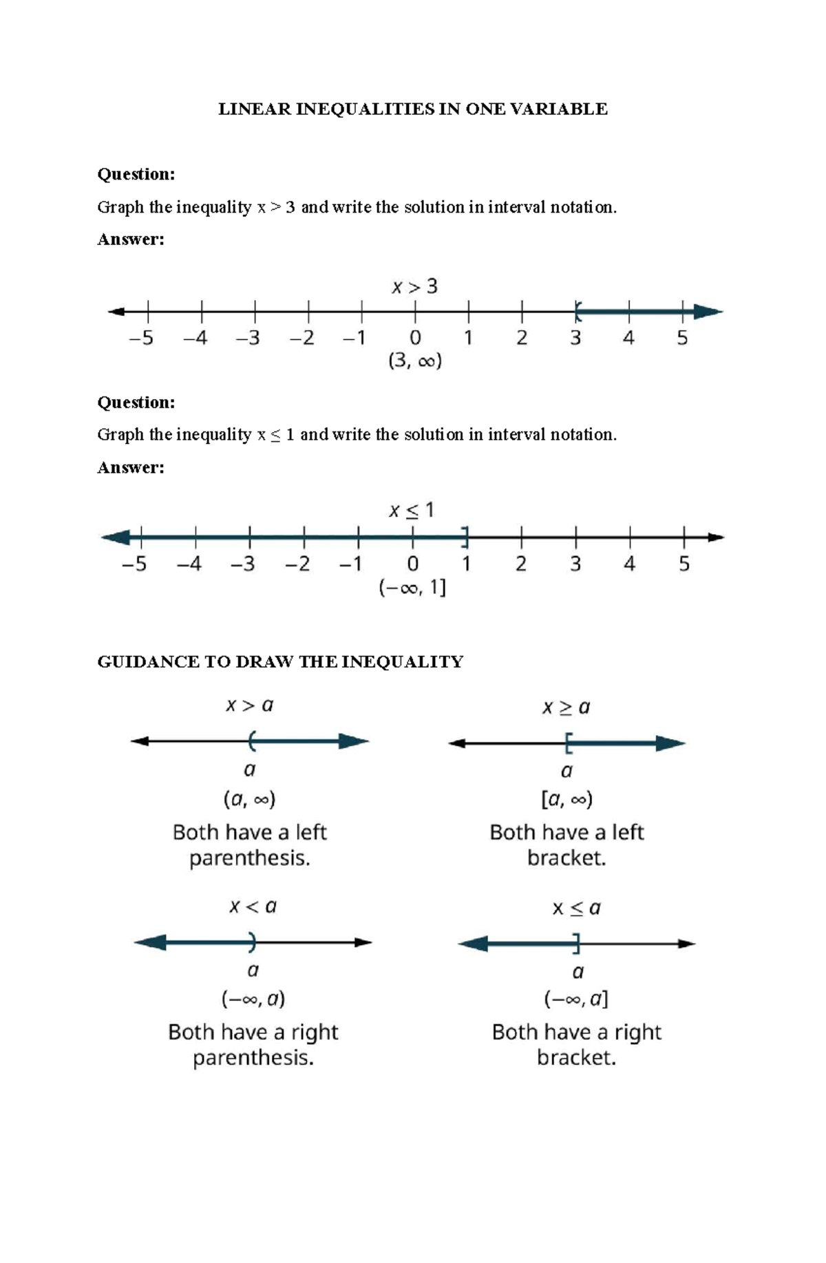 ( Question) Linear Inequalities IN ONE Variable - maths - LINEAR ...
