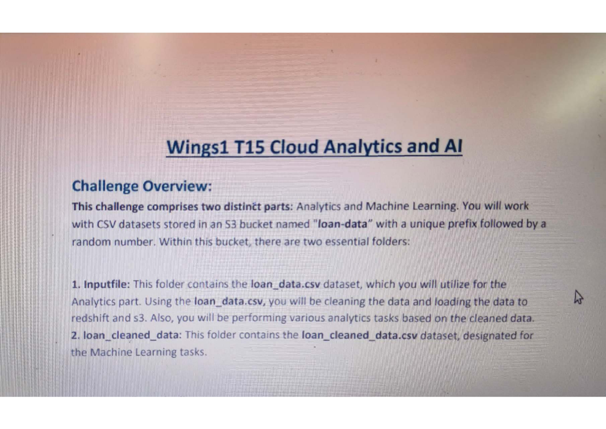 T15 Cloud Analytics & AI Challenge: Overview & Task Breakdown - Studocu