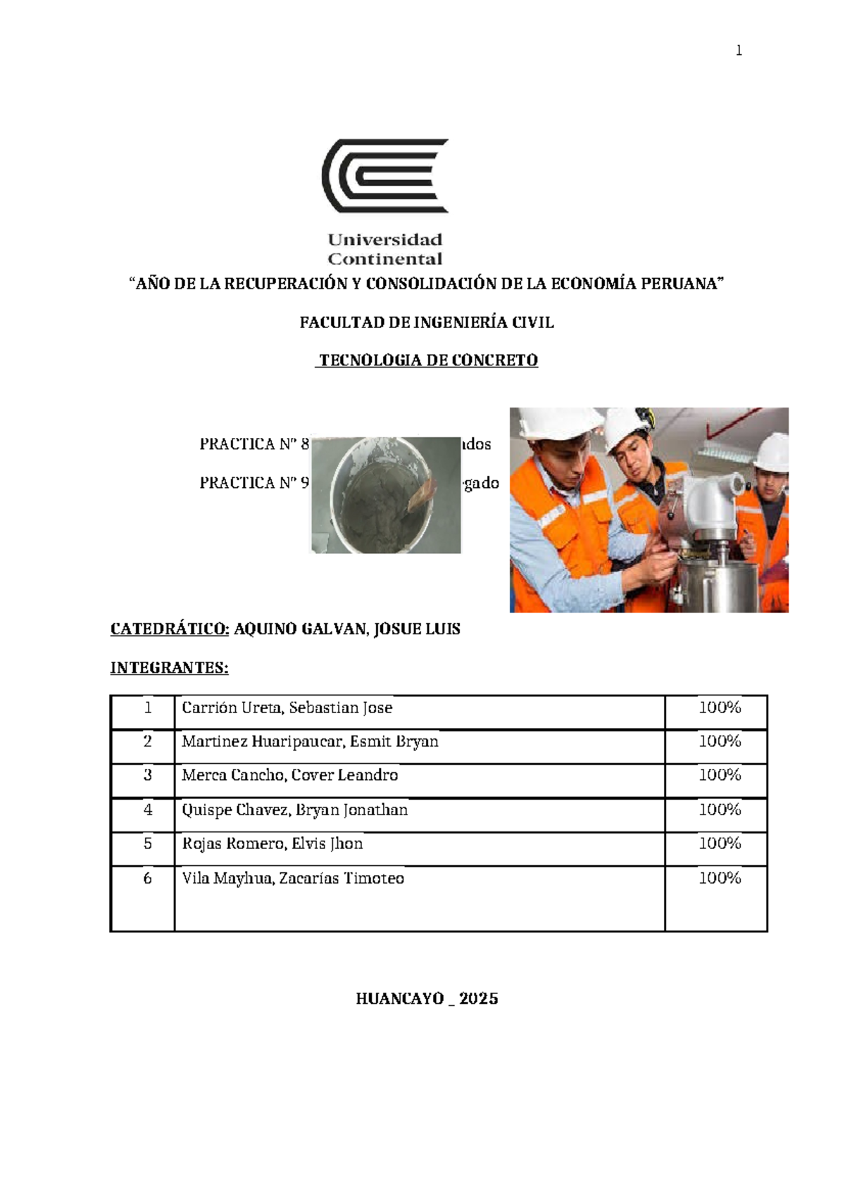 Informe de Prácticas 8 y 9: Absorción y Peso Específico de Agregados - - Document Preview