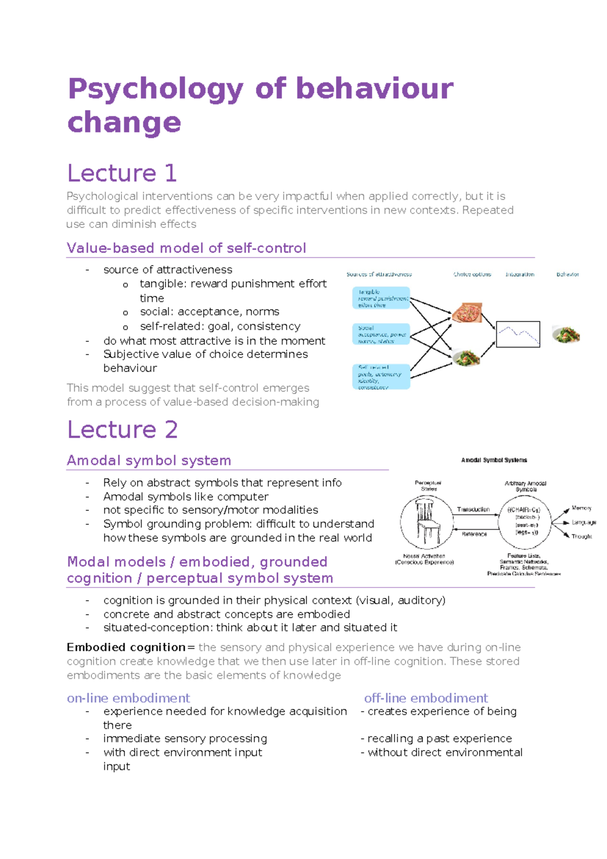 Psychology of Behaviour - Lecture Notes (PSY 101) - Studeersnel