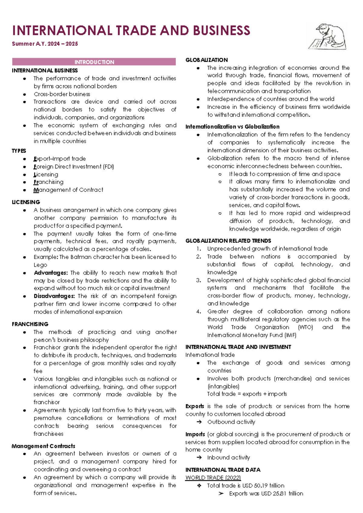 IBAT - International Business Trade Overview and Key Concepts - Studocu