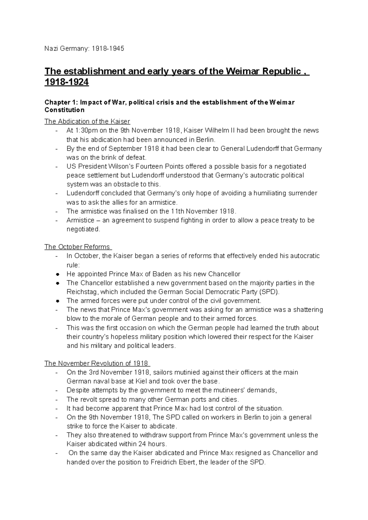 Weimar Germany - Nazi Germany: 1918- The establishment and early years ...