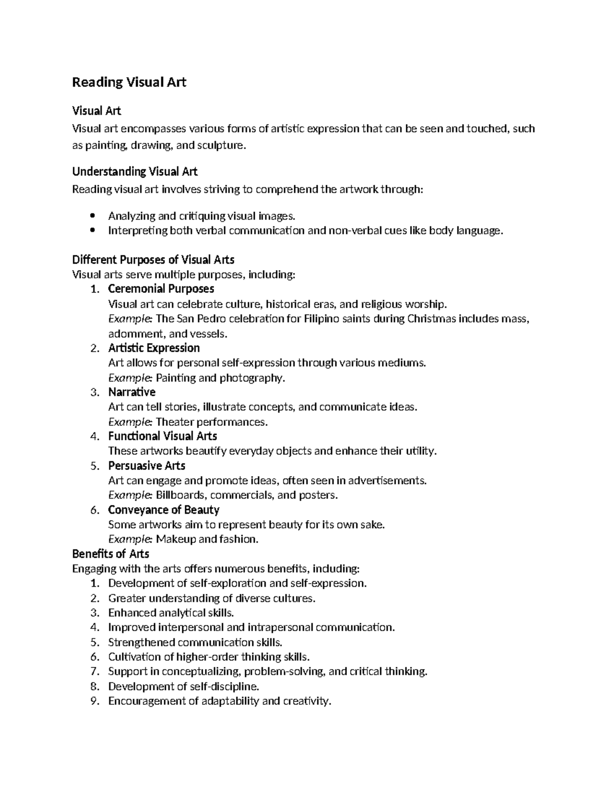 RVA-1st-Lecture-Notes - Understanding Visual Art and Its Importance ...