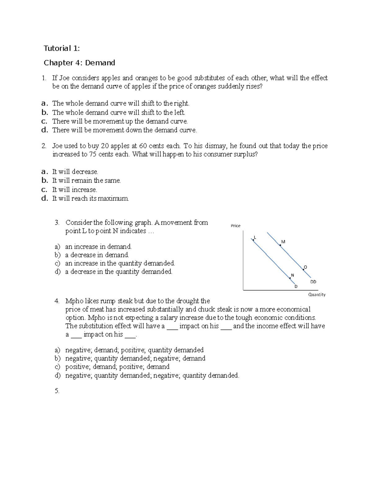 ECO111F Tutorial 1: Understanding Demand and Consumer Behavior - Studocu