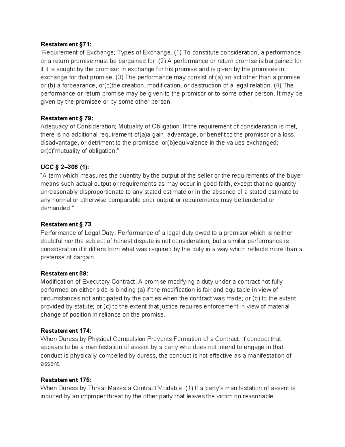 Restatements & UCC Principles in Contract Law Analysis (LAW 101) - Studocu