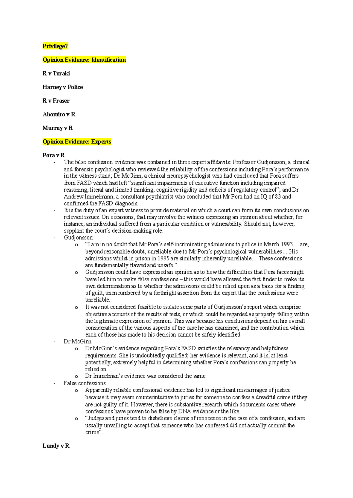 Foundational Approach: Test Document for Evidence Analysis - Studocu