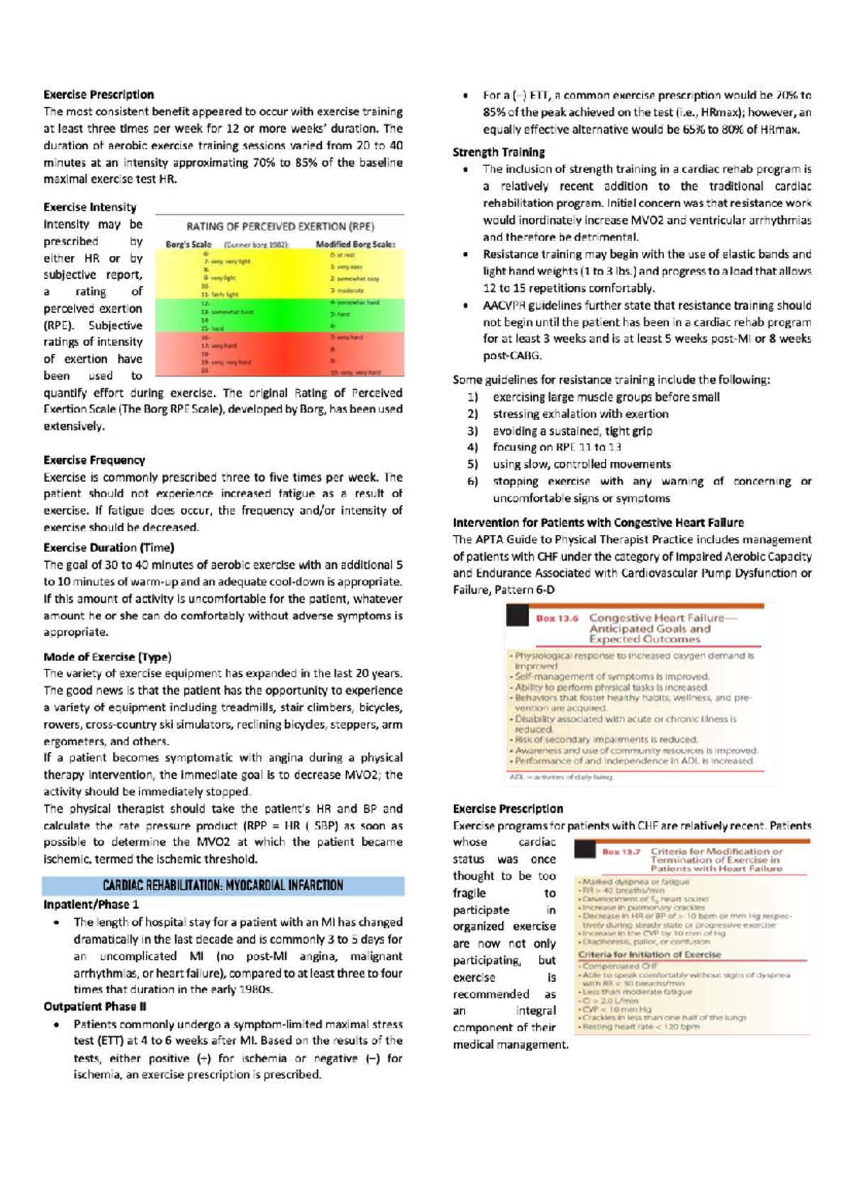 Cardio 3: Exercise Prescription Guidelines for Cardiac Rehab - Studocu
