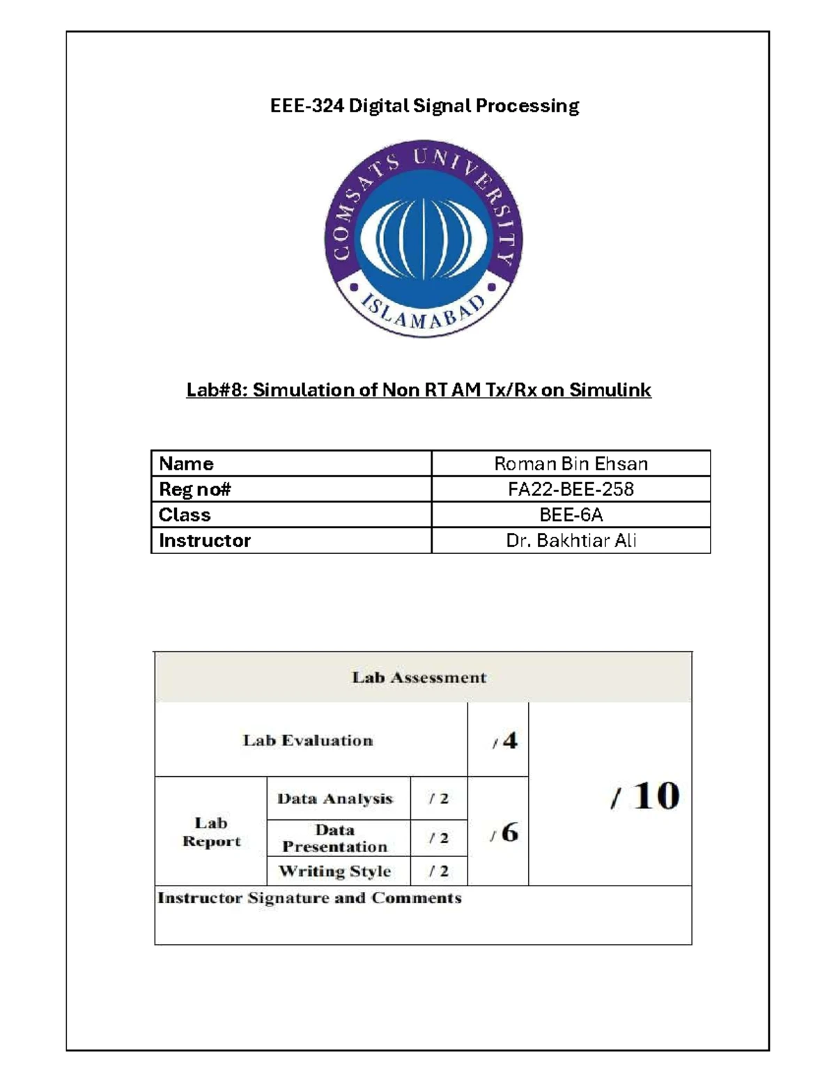 DSP LAB Report 9: Filtering Techniques via MATLAB & TMS320C6416 - Studocu