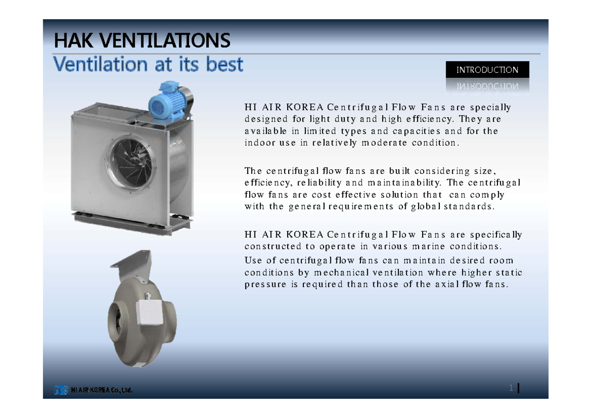 Merchant Ventilation Centrifugal Fan Overview and Specifications - Studocu
