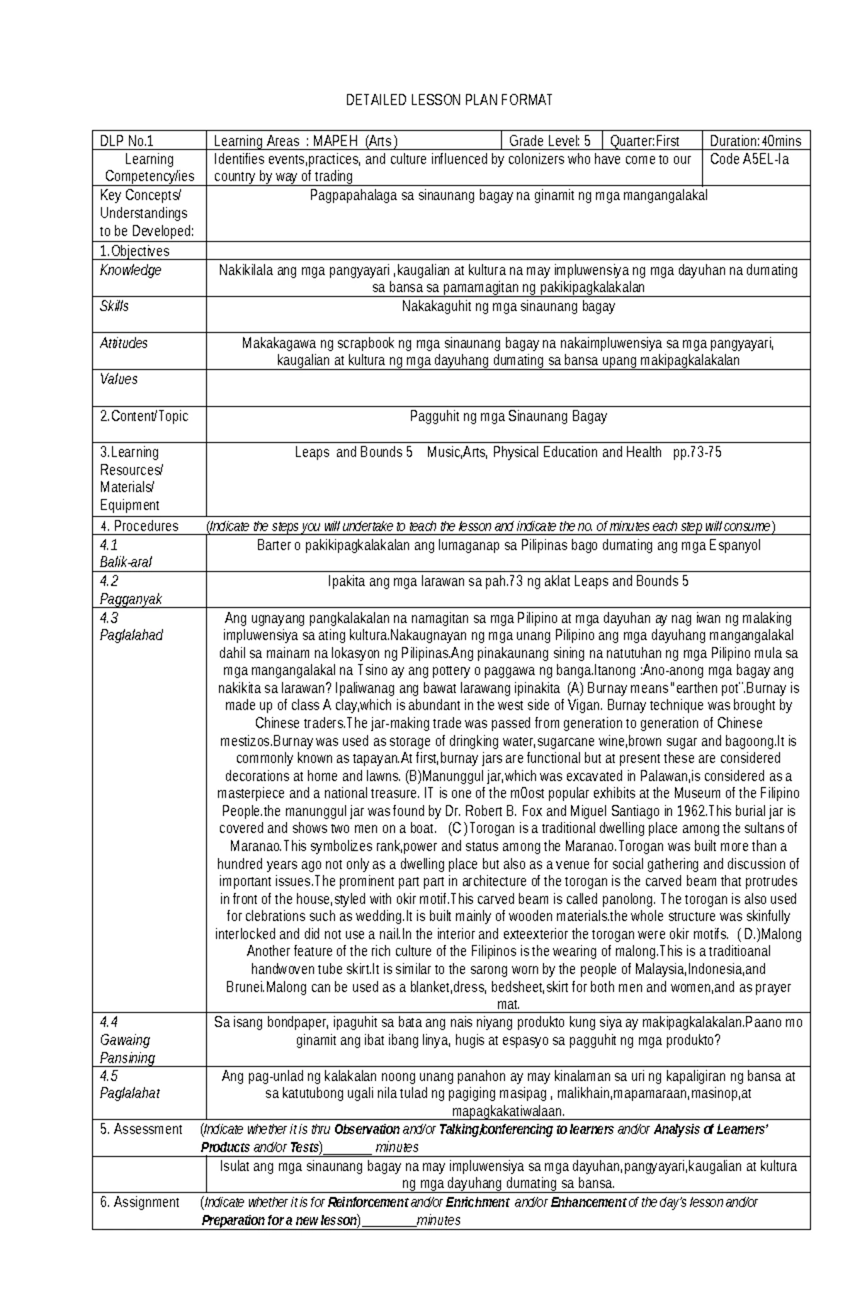 534551620 MAPEH Lesson Plan: Music Notes & Rest Values - Studocu
