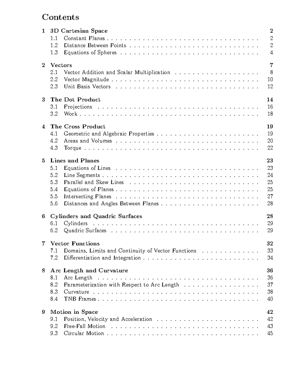 Vector Functions and Motion in 3D Space: A Calculus Study Guide - Studocu