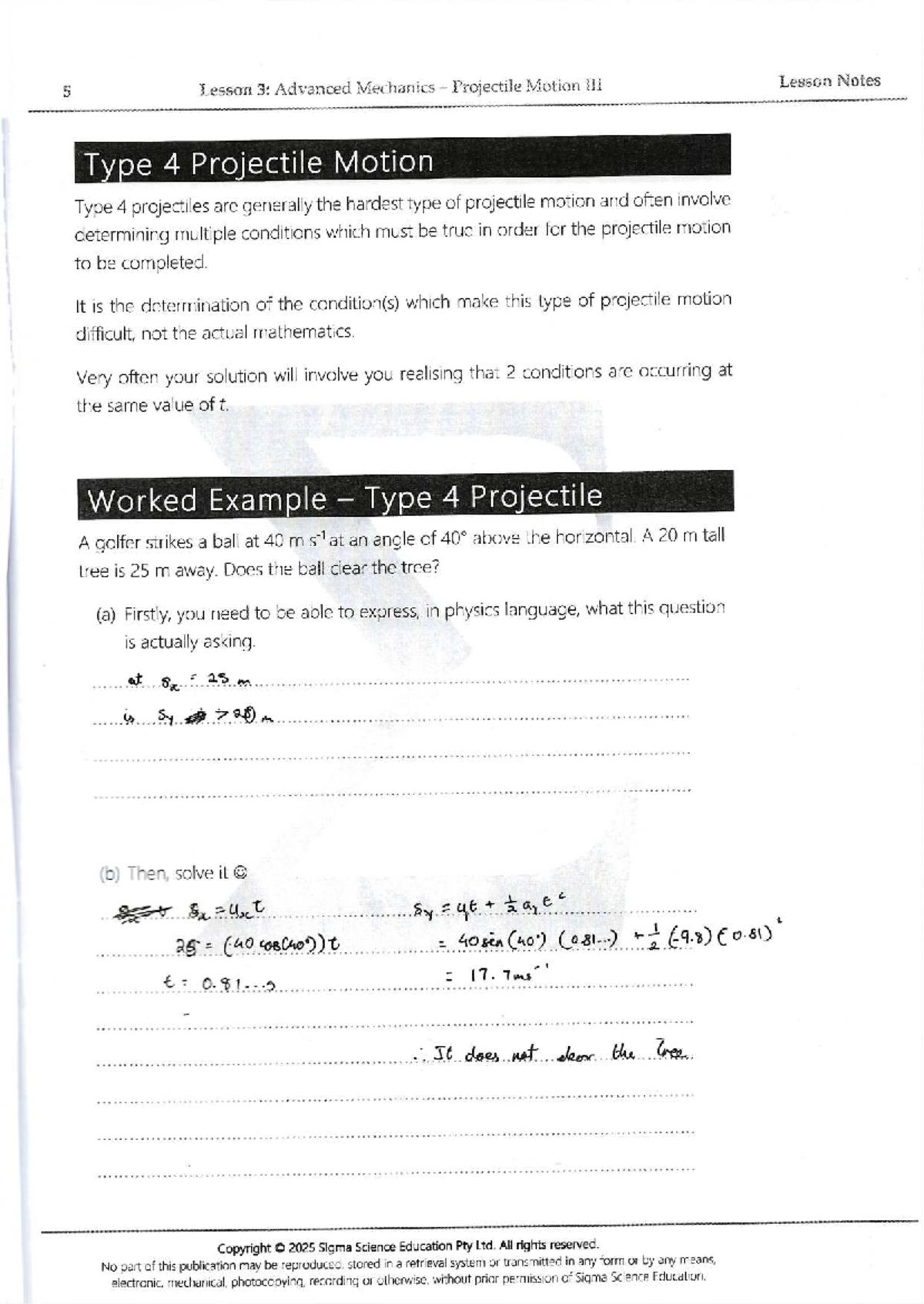 Lesson 3: Advanced Mechanics - Projectile Motion Notes (Type 4) - Studocu