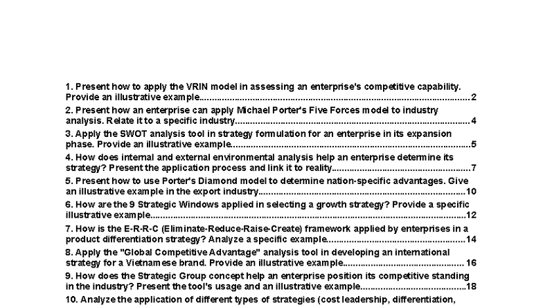 Final Exam Questions Bank for Strategic Management (SM 101) - Studocu