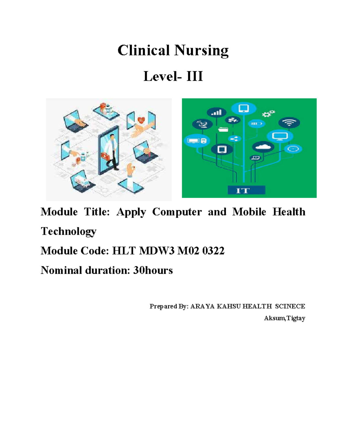 Clinical Nursing Module: Computer & Mobile Health Tech (HLT MDW3 M02 ...