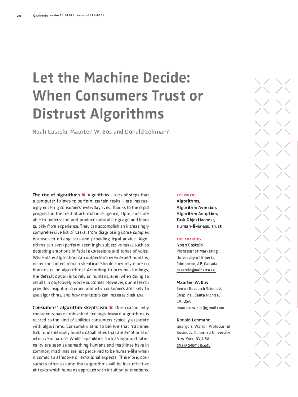 Let the Machine Decide: Trust in Algorithms (NIM 2019) - Studocu