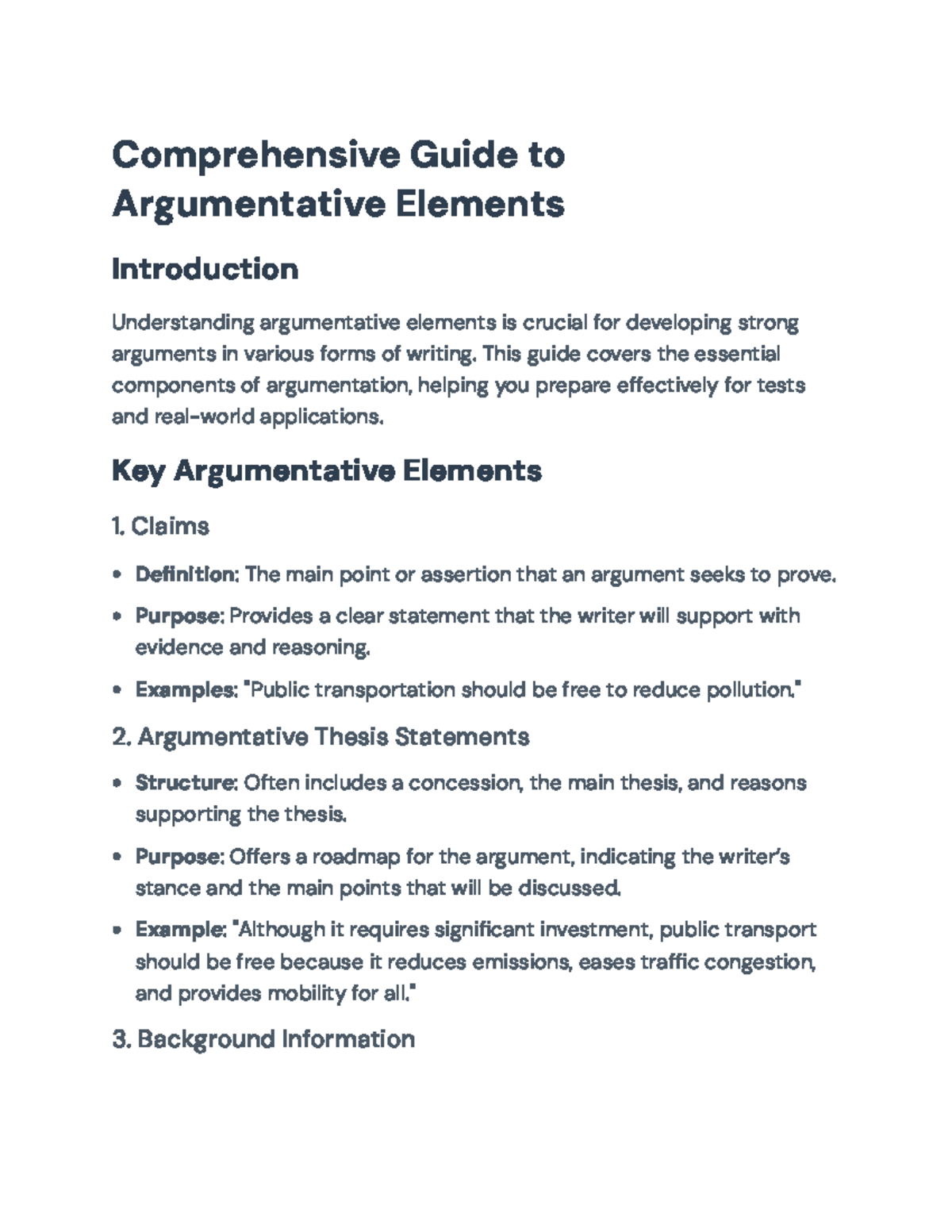 Argumentative Elements Guide: Strategies for Effective Writing ...