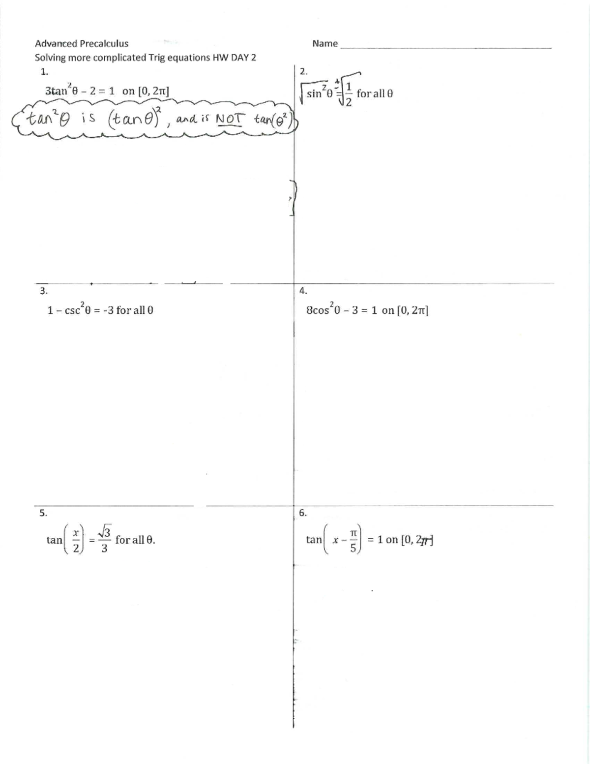 Day 10 more practice answers - MATH55 - Advanced Precalculus Solving ...