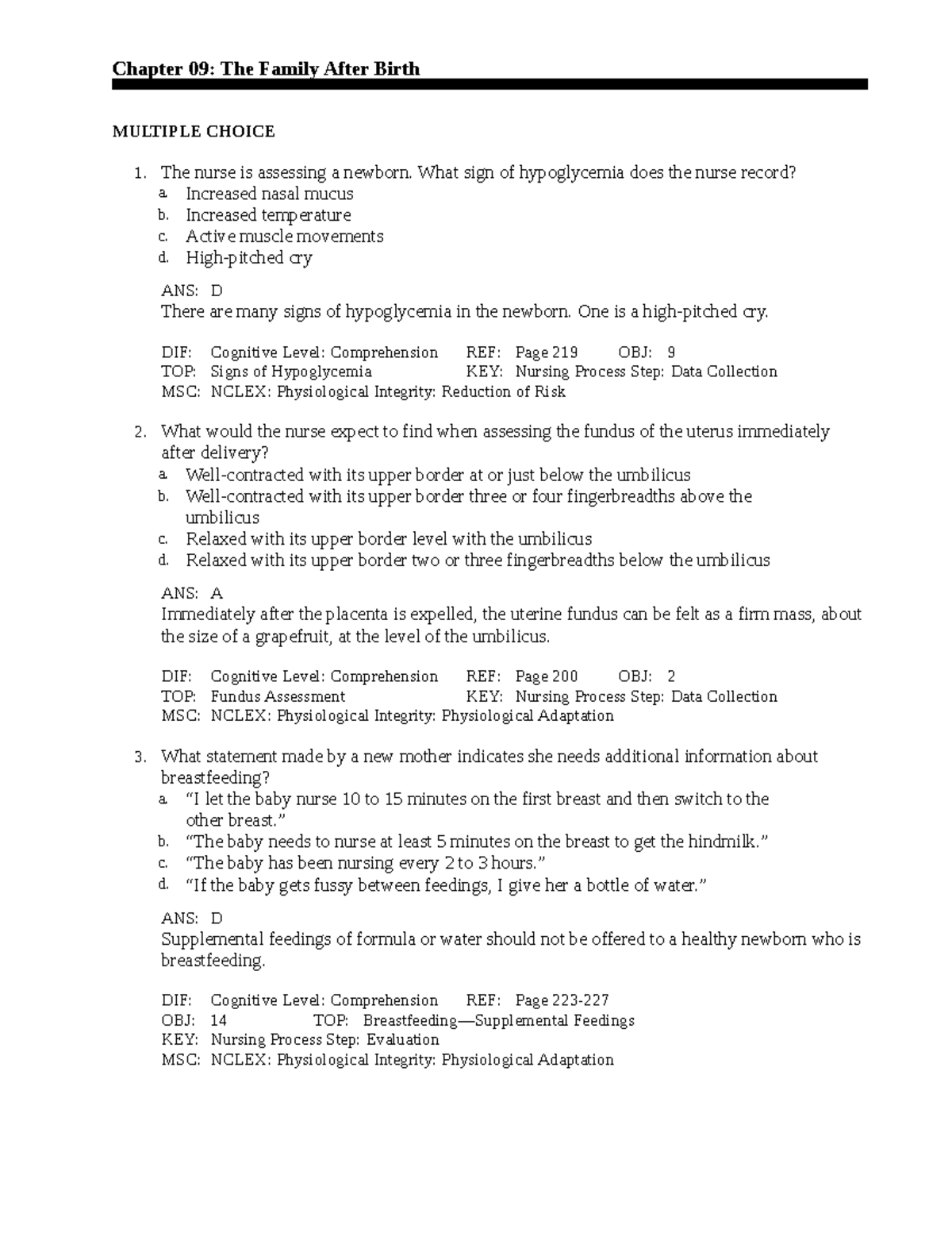 Leifer Ch 9 Exam Questions & Answers for 8th Edition Nursing Students ...