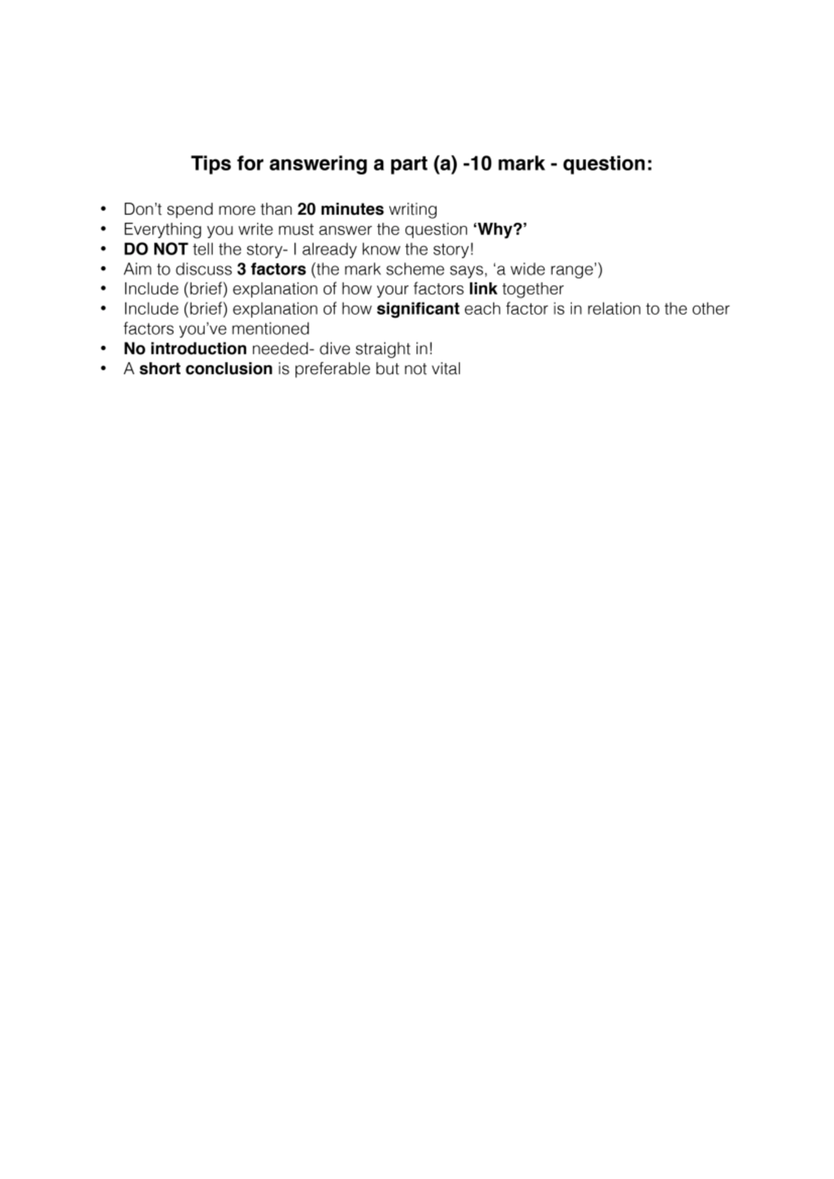 AS-Level 10-Mark Answer Structure Tips and Guidelines PDF - Studocu