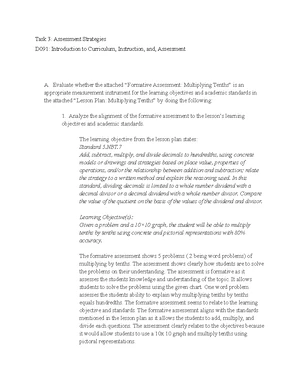 D091 Task 1 - D091 Task 1 - A. Video 3 Description Since the teacher ...