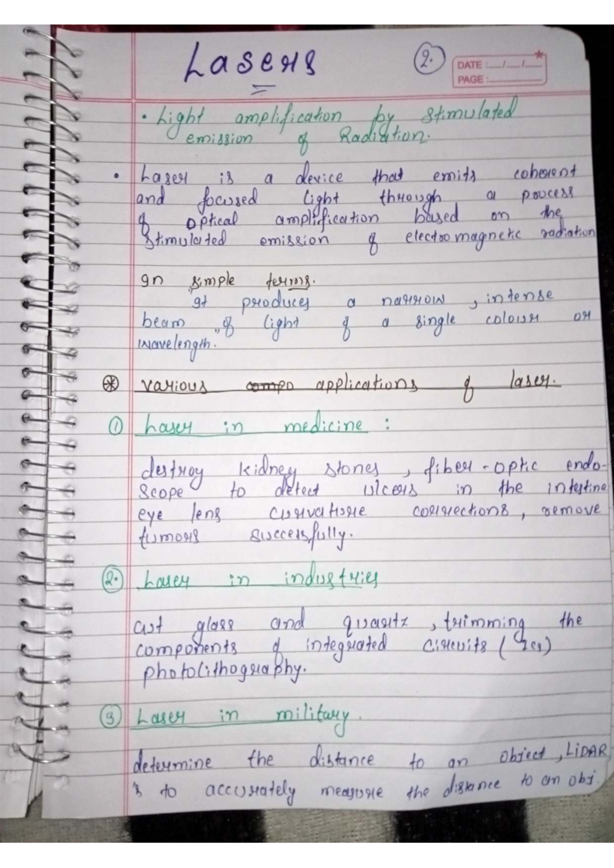Unit 2 PHYS110: Laser Principles and Applications Notes - Studocu