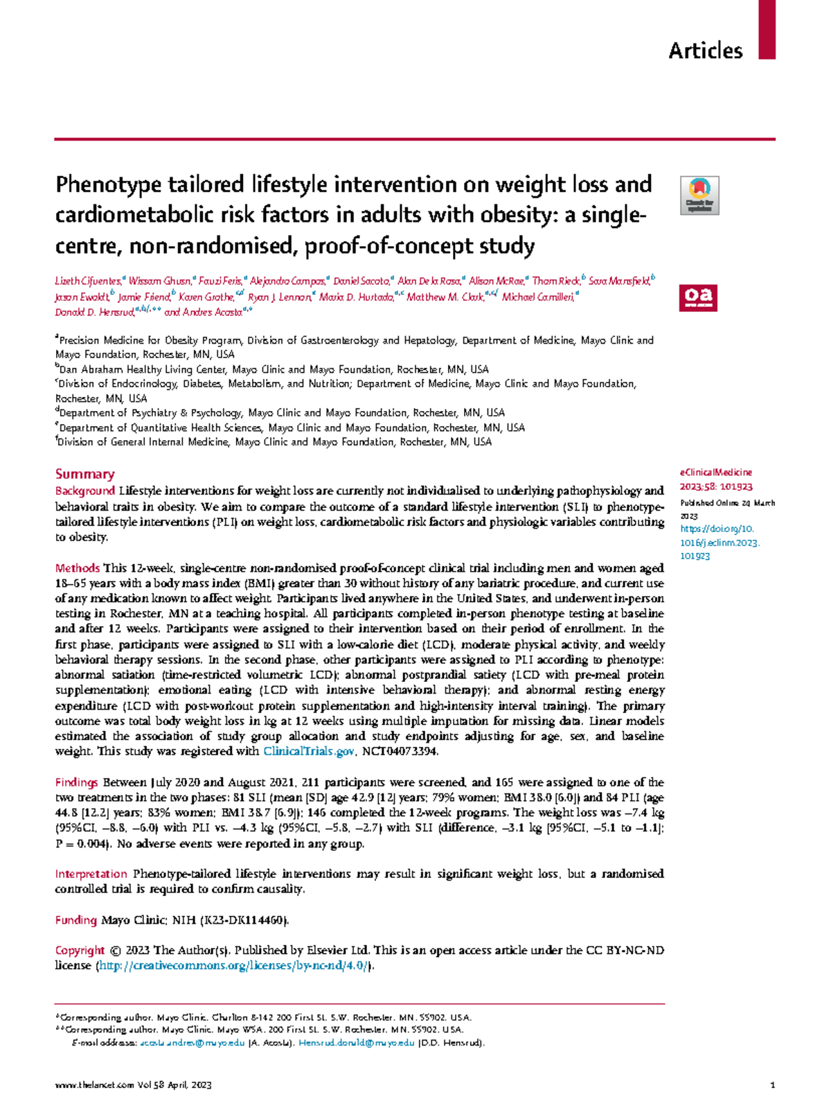Phenotype-Tailored Lifestyle Interventions for Weight Loss in Obesity ...