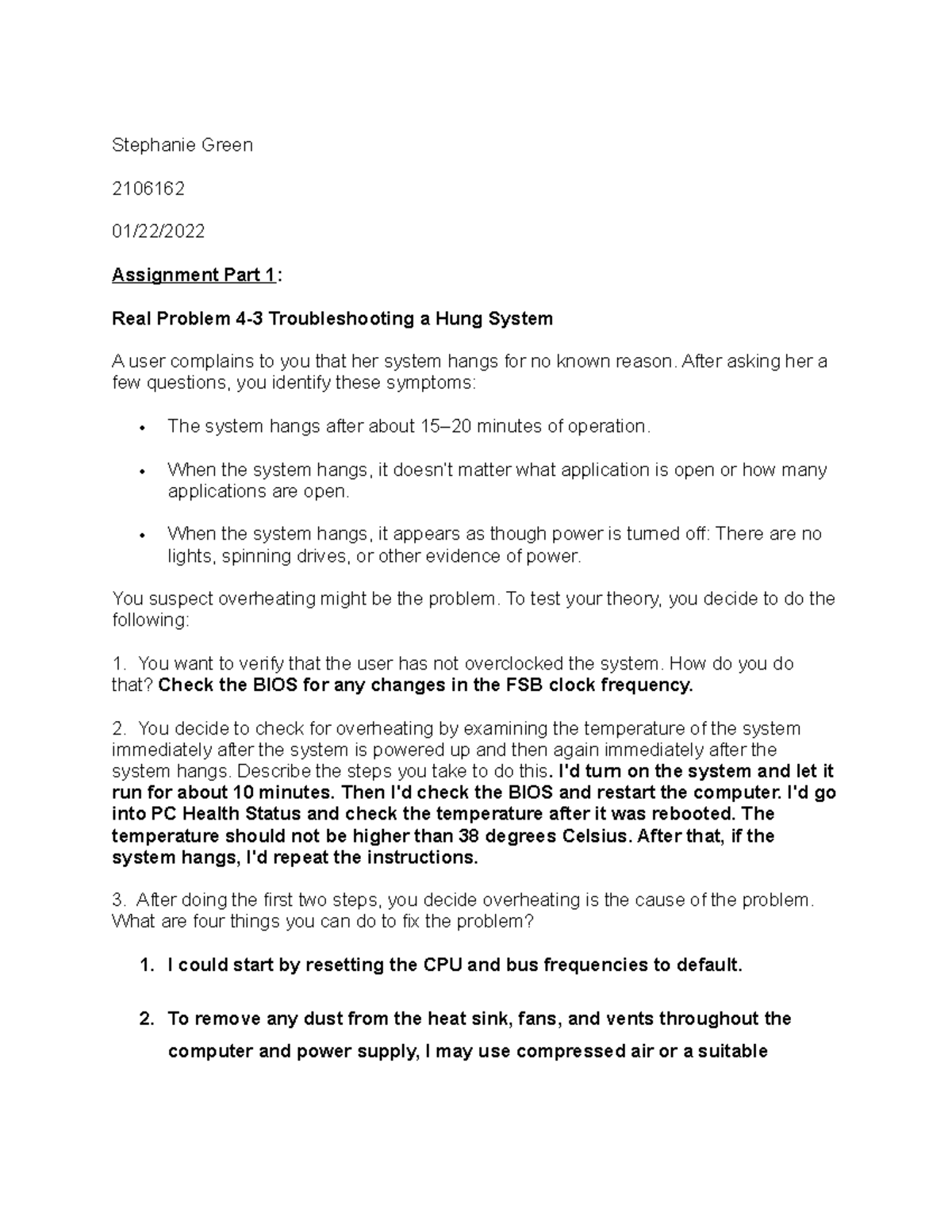 Real Problem 4-3: Troubleshooting a Hung System Assignment - Studocu