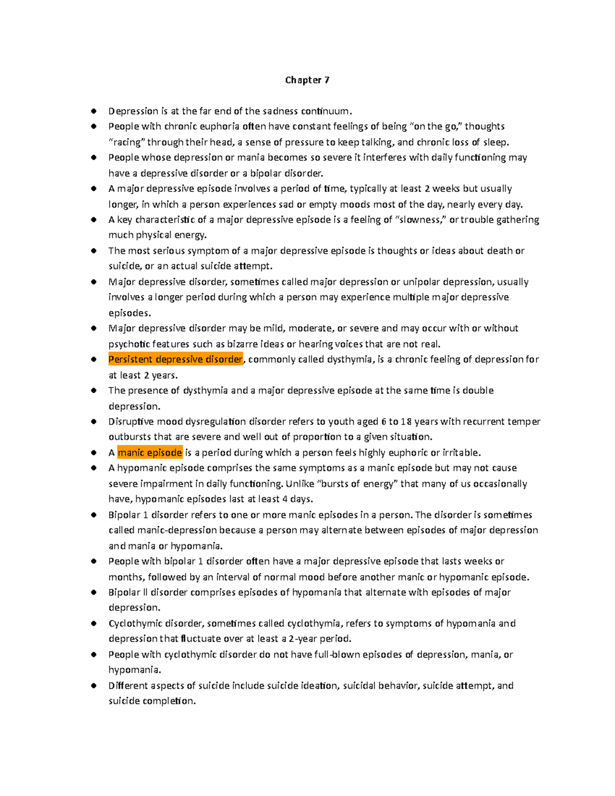 Psyc 400 Week 4 Quiz - Depression and Bipolar Disorders Overview - Studocu