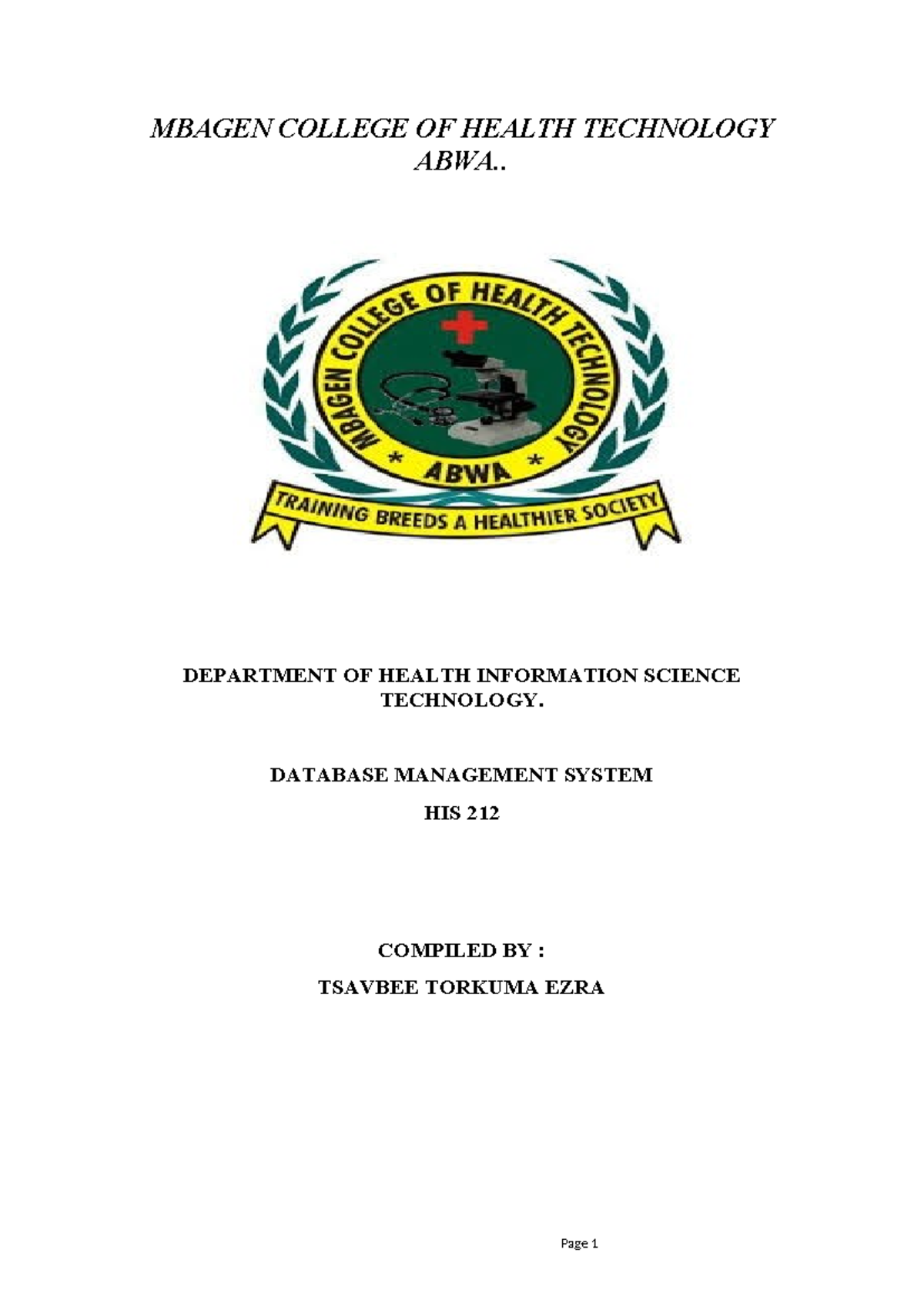 DBMS 212: Intro to Database Management Systems and Data Handling - Studocu