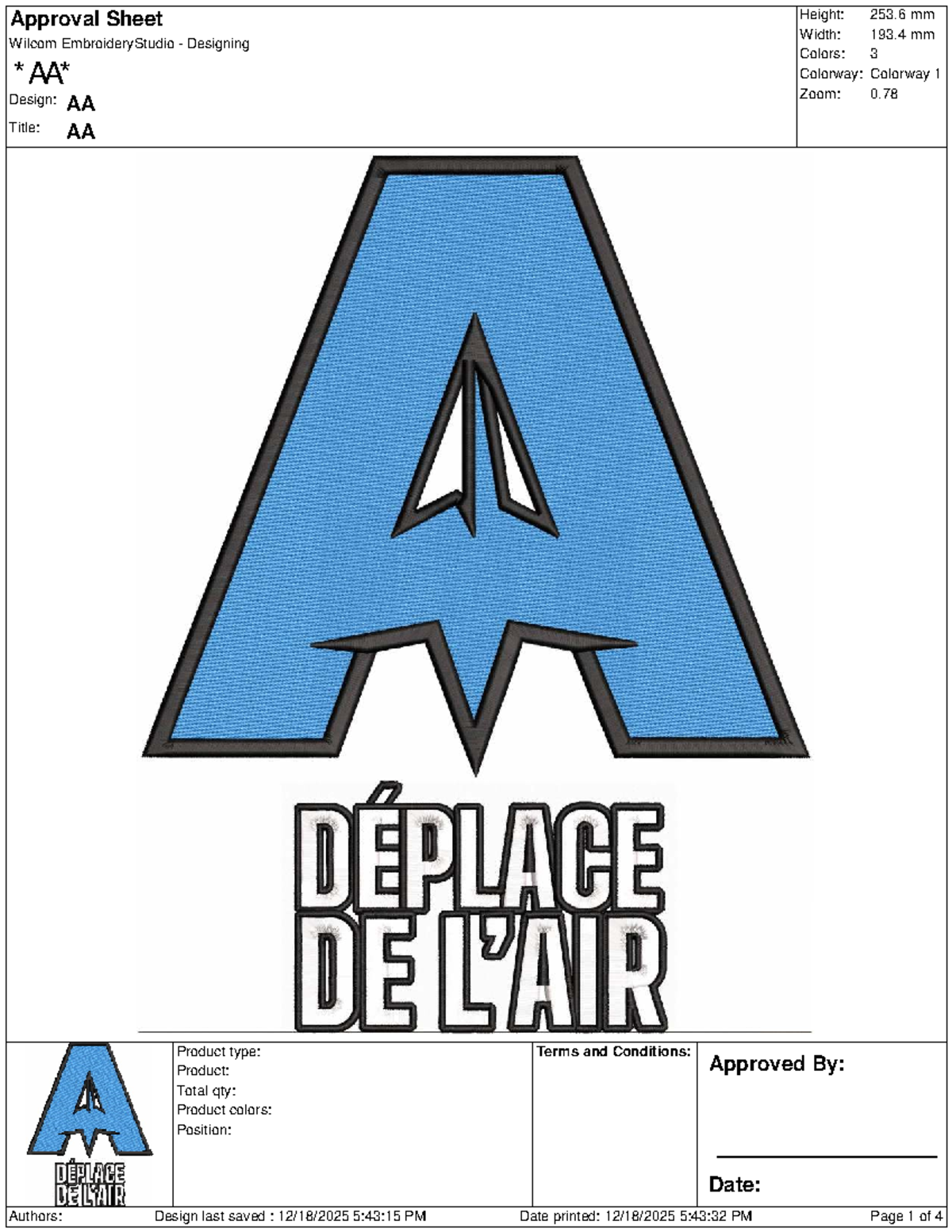 AA Production Worksheet for Embroidery Design - Studocu