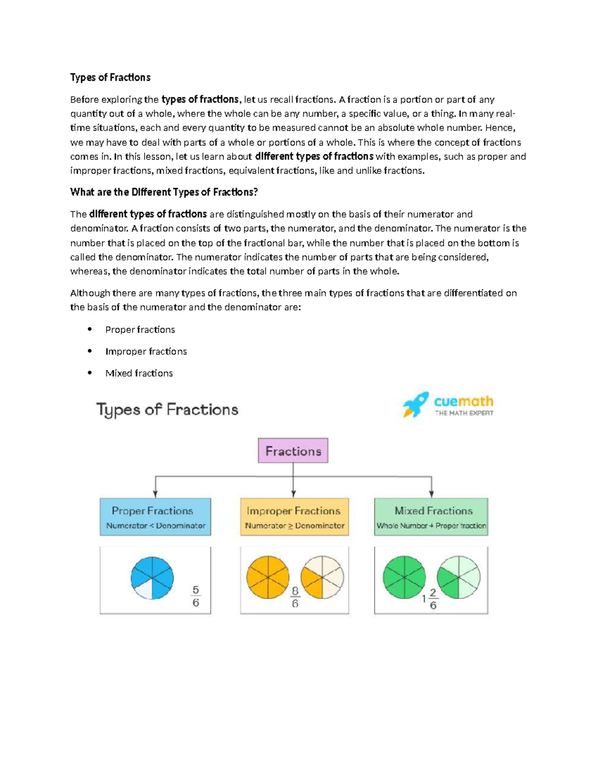 Types of Fractions: Understanding Proper, Improper, and Mixed - Studocu