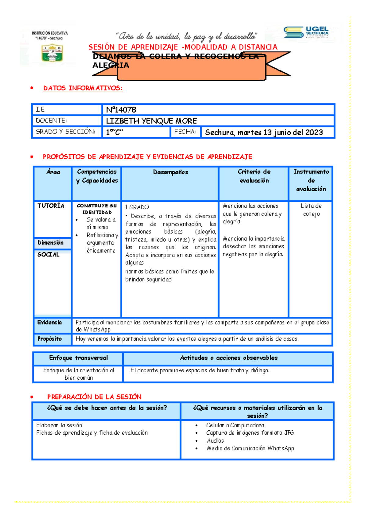 1ºA Tutoria: Dejamos la Cólera y Recogemos la Alegría - 13 Junio 2023 ...
