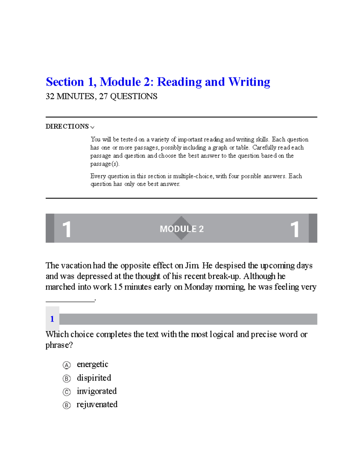 Diagnotic M2 - Practice on essentials of English - Section 1, Module 2 ...