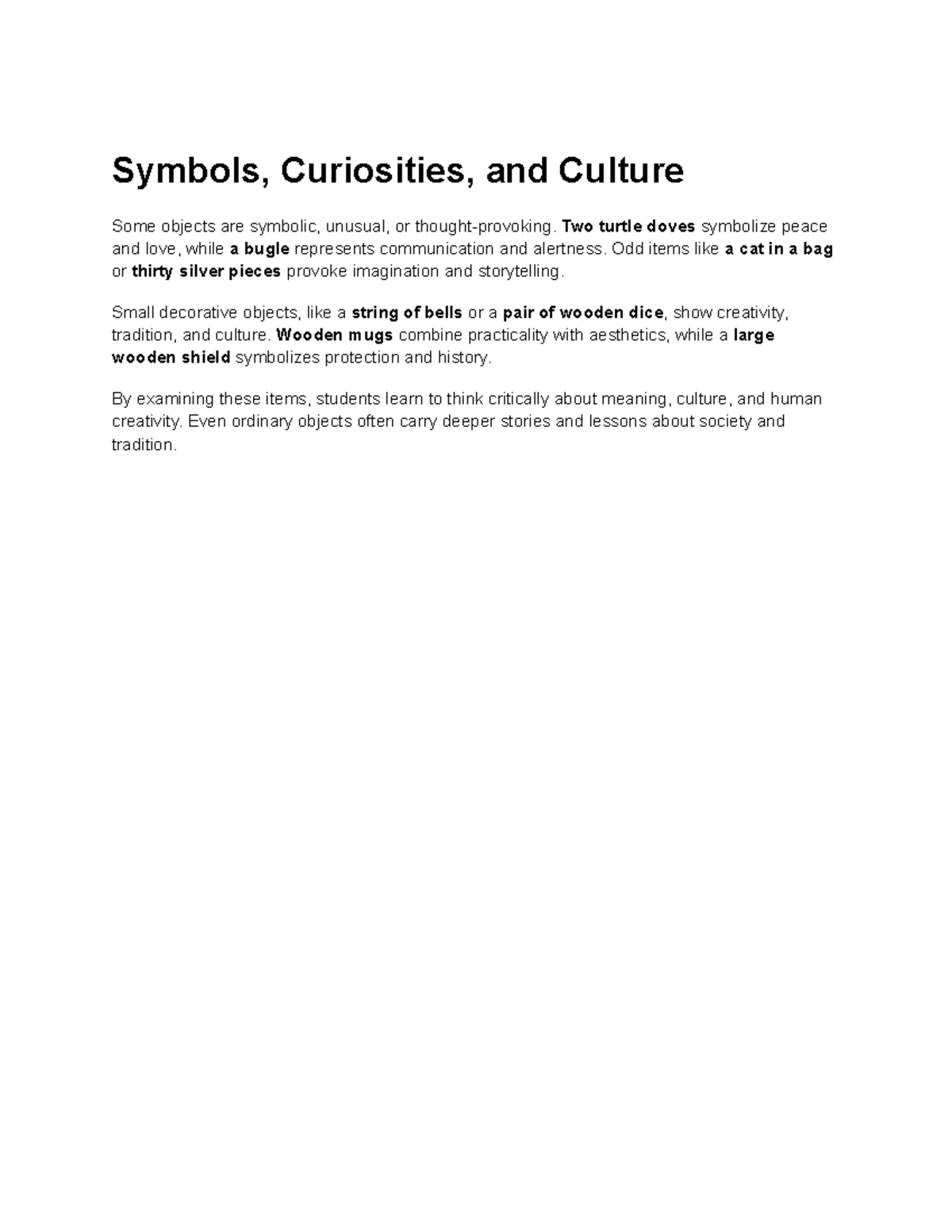 Symbols and Culture: Exploring Meaning in Everyday Objects - Studocu