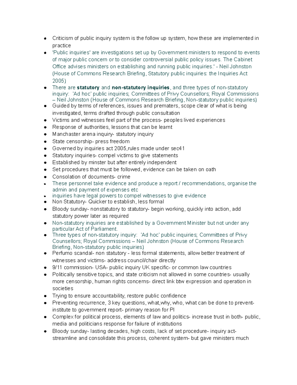 Legal foundations week 13- public inquiries - Criticism of public ...