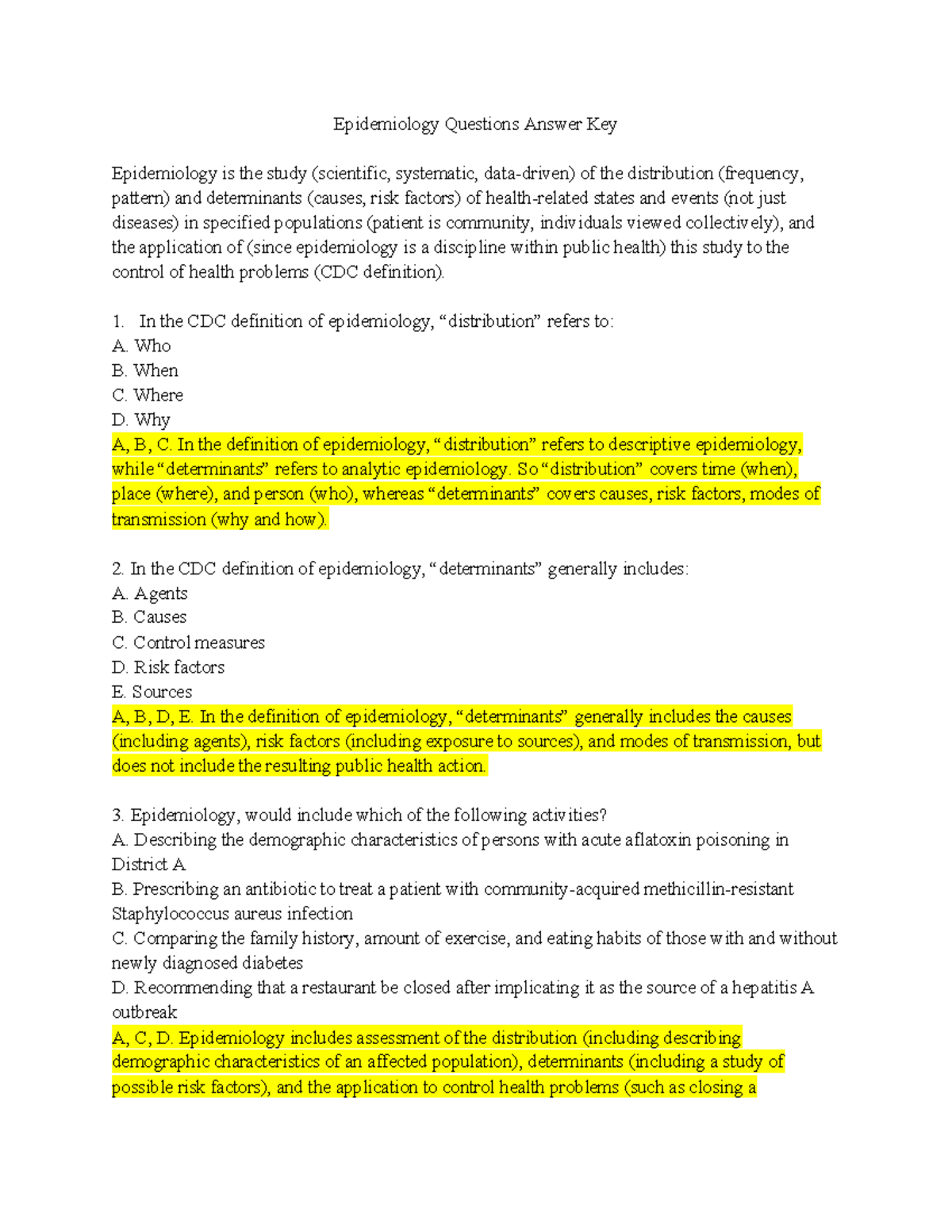 Epidemiology Practice Problems Answer Key: Key Concepts & Calculations ...