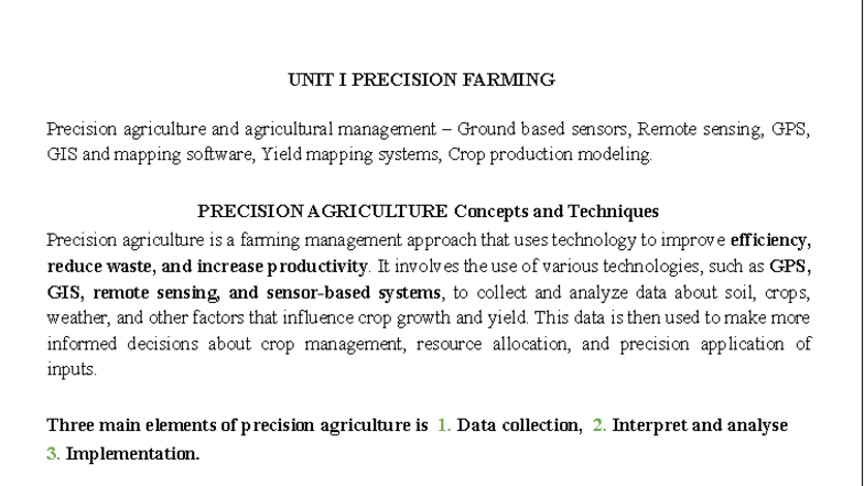 Precision Farming Techniques and Technologies - AI3021 Unit 1 - Studocu