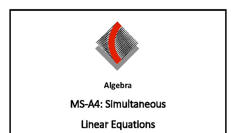 Algebra 101: Simultaneous Linear Equations Guide - Studocu